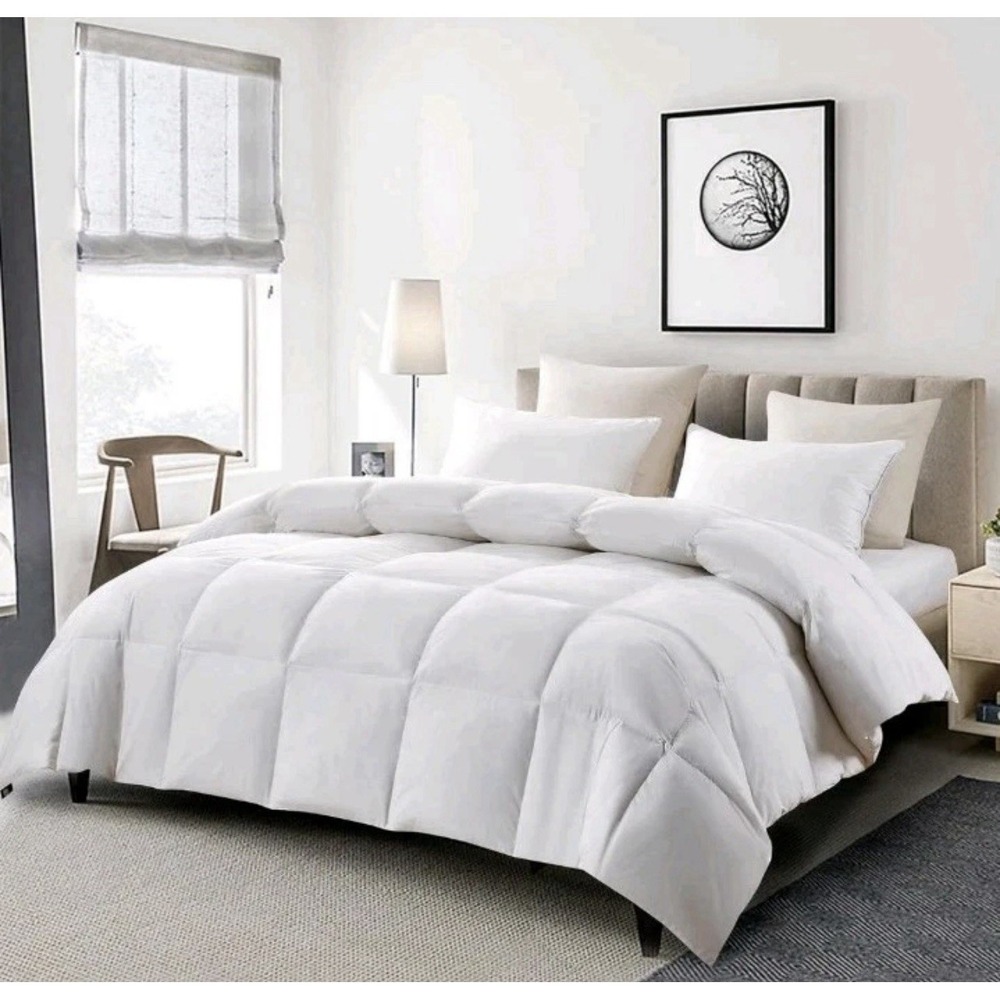 Serta King Comforter 100% Cotton White Goose Feather Down Fiber Duvet Insert NEW
